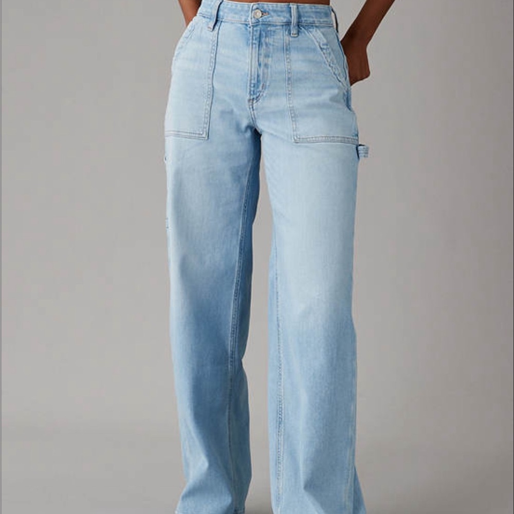 American Eagle Outfitters Super High Rise Baggy Wide Leg Conductor Stripe